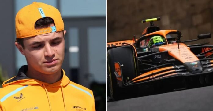 Lando Norris gets knocked out in Q1 ahead of Azerbaijan GP. | Credits: Planet F1