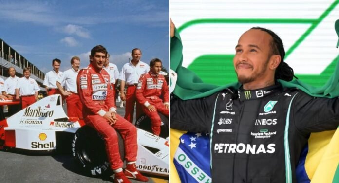 Senna in 1990 and Lewis Hamilton at the 2021 Brazil GP | Credits: Getty Images