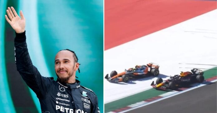 Lewis Hamilton gives his verdict on the clash between Max Verstappen and Lando Norris in Auston | Credits: Reuters and oversteer48.com