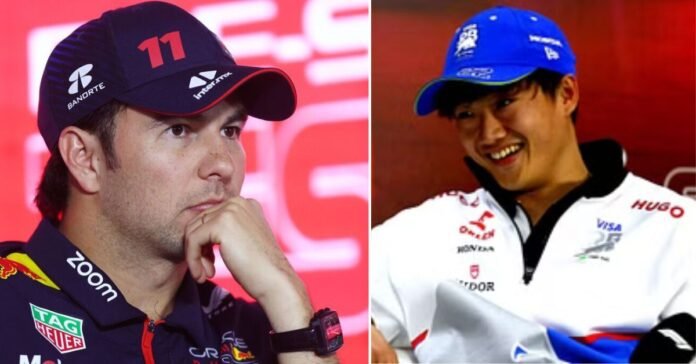 Yuki Tsunoda has the backing of his boss, Laurent Mekies, to replace Sergio Perez | Credits: Getty and IMAGO