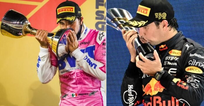 Sergio Perez won the Sakhir GP in 2020 (left) and the Singapore GP 2020 (right) | Credits Motor Sports Magazine and Getty