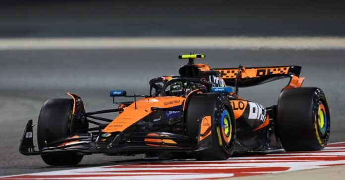 Lando Norris in action during day 1 of Formula 1 pre-season testing