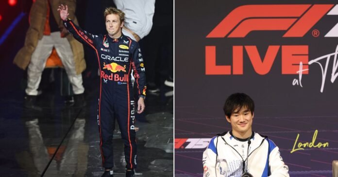 Yuki Tsunoda (right) wants to stay at the Red Bull family despite Liam Lawson being promoted | Credits: Getty