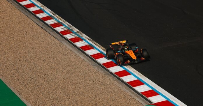 Lando Norris from Great Britain Driving the McLaren MCL39 during the Sprint Race of the Chinese Grand Prix