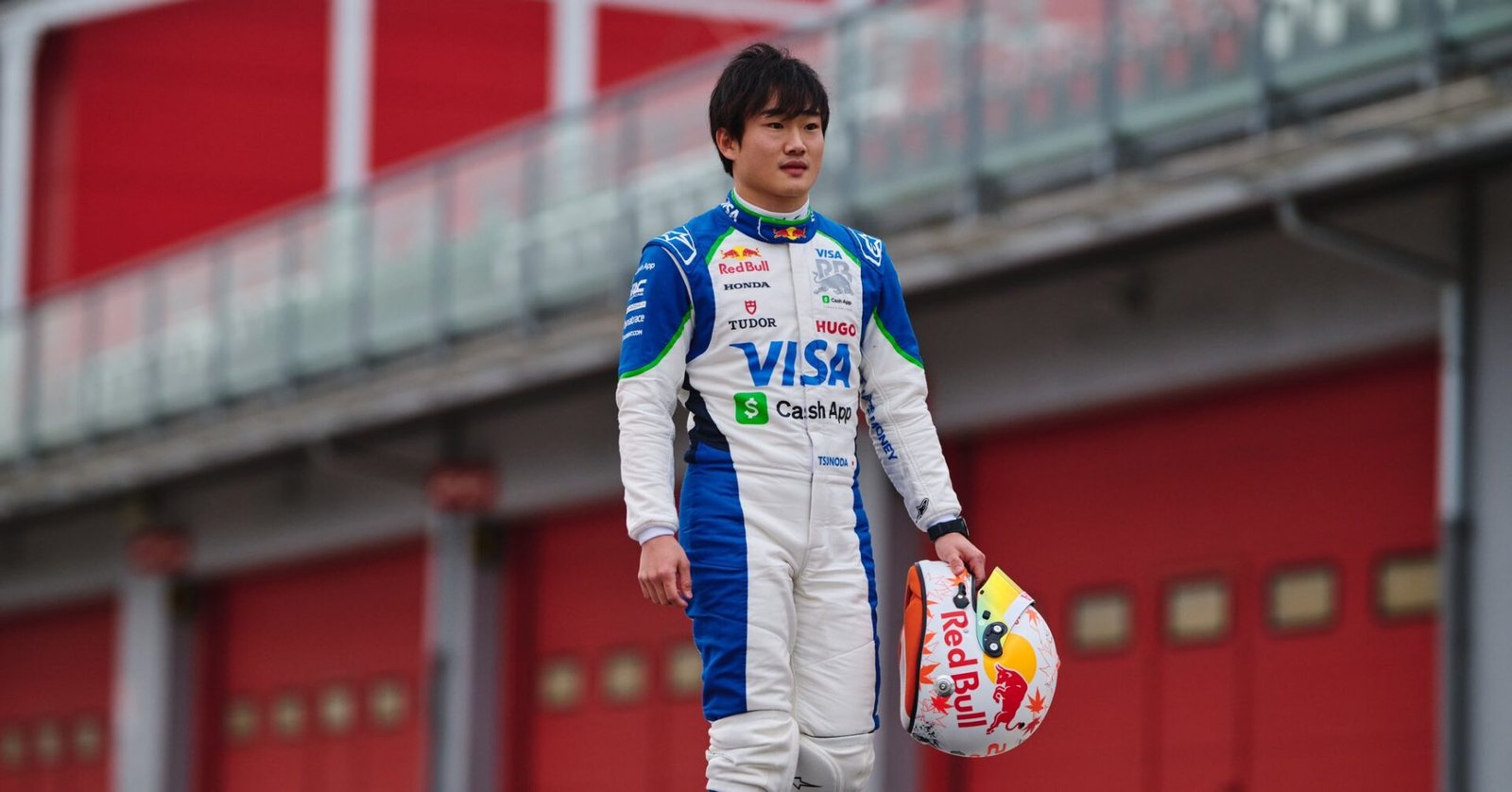 Yuki Tsunoda during his photoshoot at before the 2025 season at Bahrain.