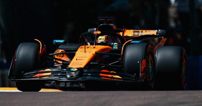Oscar Piastri from Australia driving his McLaren MCL39 in Imola for the Emilia-Romagna Grand Prix