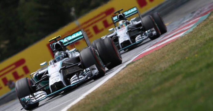 Nico Rosberg (GER/ Mercedes GP) and Lewis Hamilton (GBR/ Mercedes GP) races at the Austrian Formula One Grand Prix at Red Bull Ring in Spielberg, Austria on June 22nd, 2014 // GEPA pictures / Red Bull Content Pool // SI201406220484 // Usage for editorial use only //