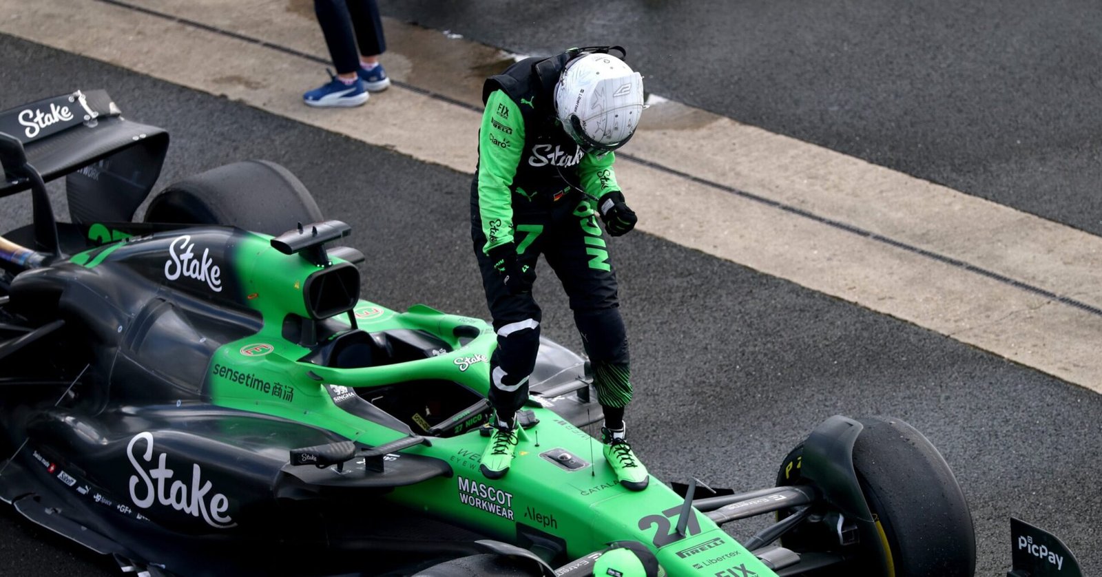 Sauber driver Nico Hulkenberg stood on the podium for the first time in his F1 career and the British GP
