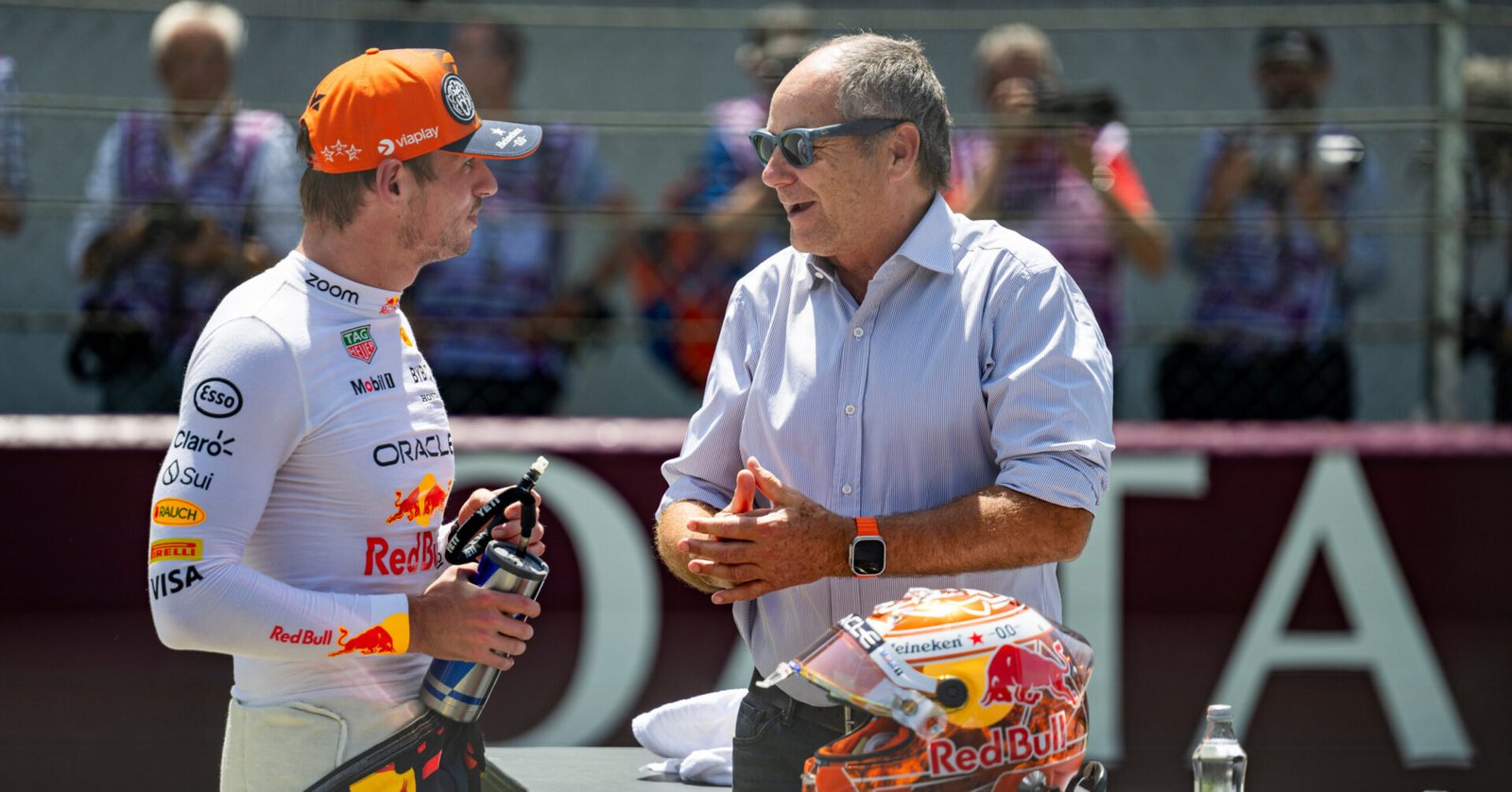 Max Verstappen and Gerhard Berger seen during the FIA Formula1 World Championship seen at the Red Bull Ring in Spielberg, Austria on June 29, 2024. // Joerg Mitter / Red Bull Ring // SI202406291041 // Usage for editorial use only //