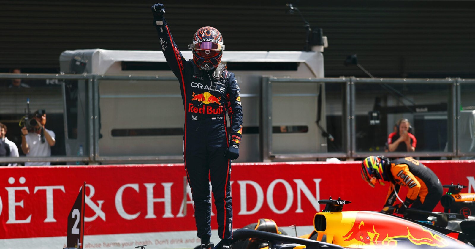 SPA, BELGIUM - JULY 26: Sprint winner Max Verstappen of the Netherlands and Oracle Red Bull Racing celebrates in parc ferme during the Sprint ahead of the F1 Grand Prix of Belgium at Circuit de Spa-Francorchamps on July 26, 2025 in Spa, Belgium. (Photo by Zak Mauger/LAT Images) // Getty Images / Red Bull Content Pool // SI202507260997 // Usage for editorial use only //