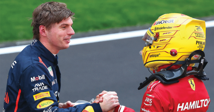 Max Verstappen and Lewis Hamilton