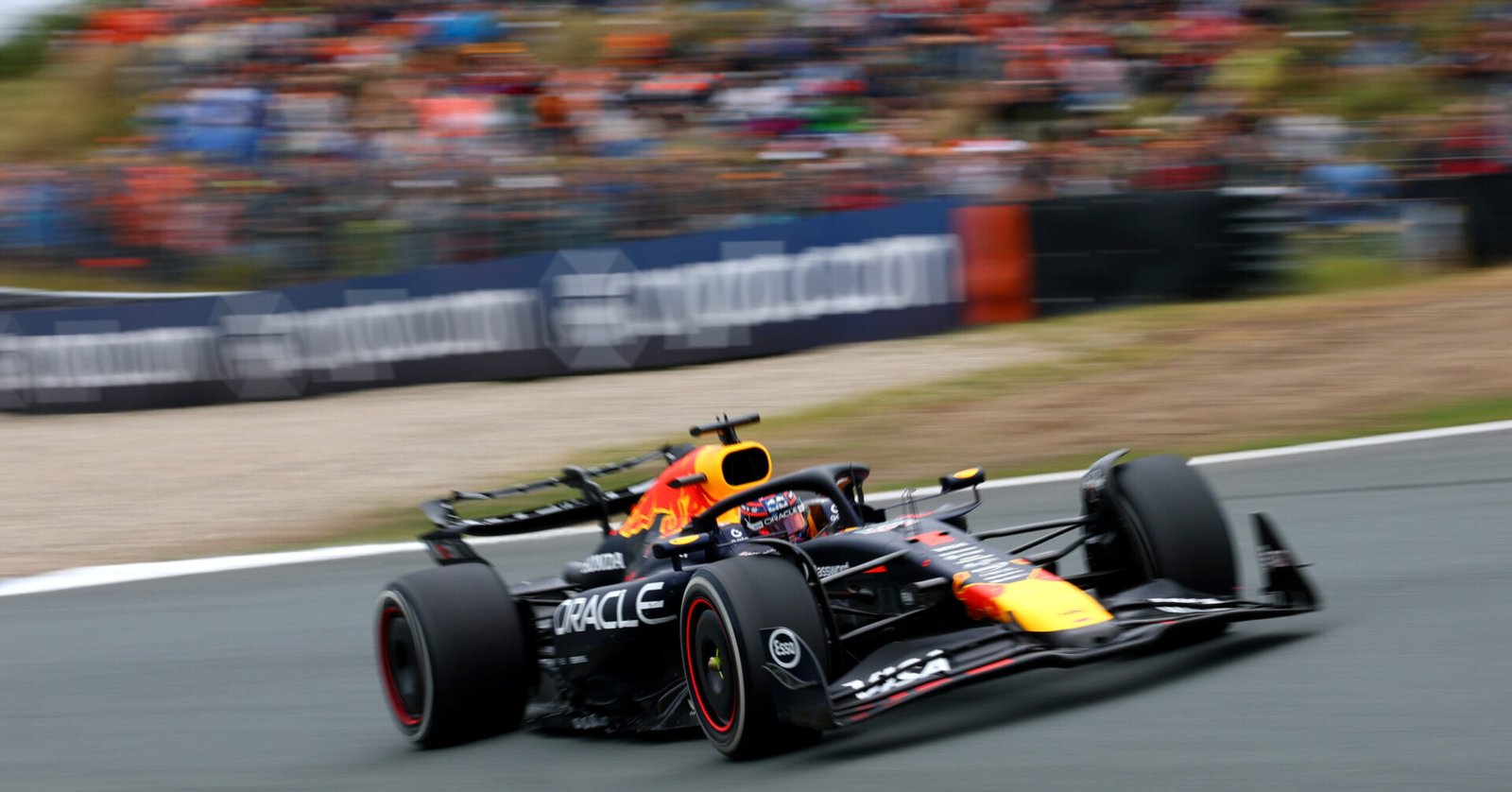 ZANDVOORT, NETHERLANDS - AUGUST 29: Max Verstappen of the Netherlands driving the (1) Oracle Red Bull Racing RB21 on track during practice ahead of the F1 Grand Prix of Netherlands at Circuit Zandvoort on August 29, 2025 in Zandvoort, Netherlands. (Photo by Clive Rose/Getty Images) // Getty Images / Red Bull Content Pool // SI202508290411 // Usage for editorial use only //