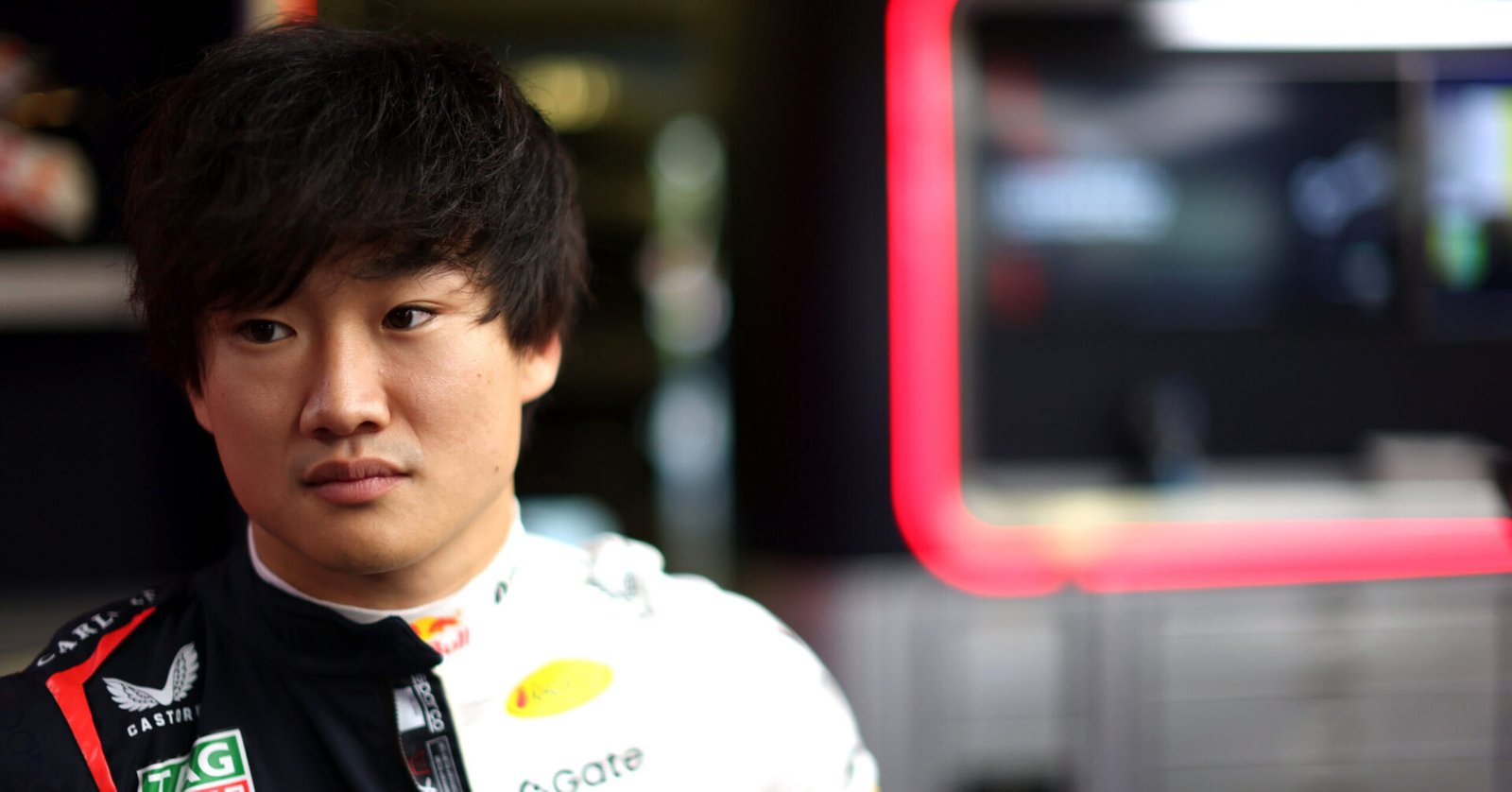 BAKU, AZERBAIJAN - SEPTEMBER 18: Yuki Tsunoda of Japan and Oracle Red Bull Racing looks on in the garage during previews ahead of the F1 Grand Prix of Azerbaijan at Baku City Circuit on September 18, 2025 in Baku, Azerbaijan. (Photo by Mark Thompson/Getty Images) // Getty Images / Red Bull Content Pool // SI202509180423 // Usage for editorial use only //